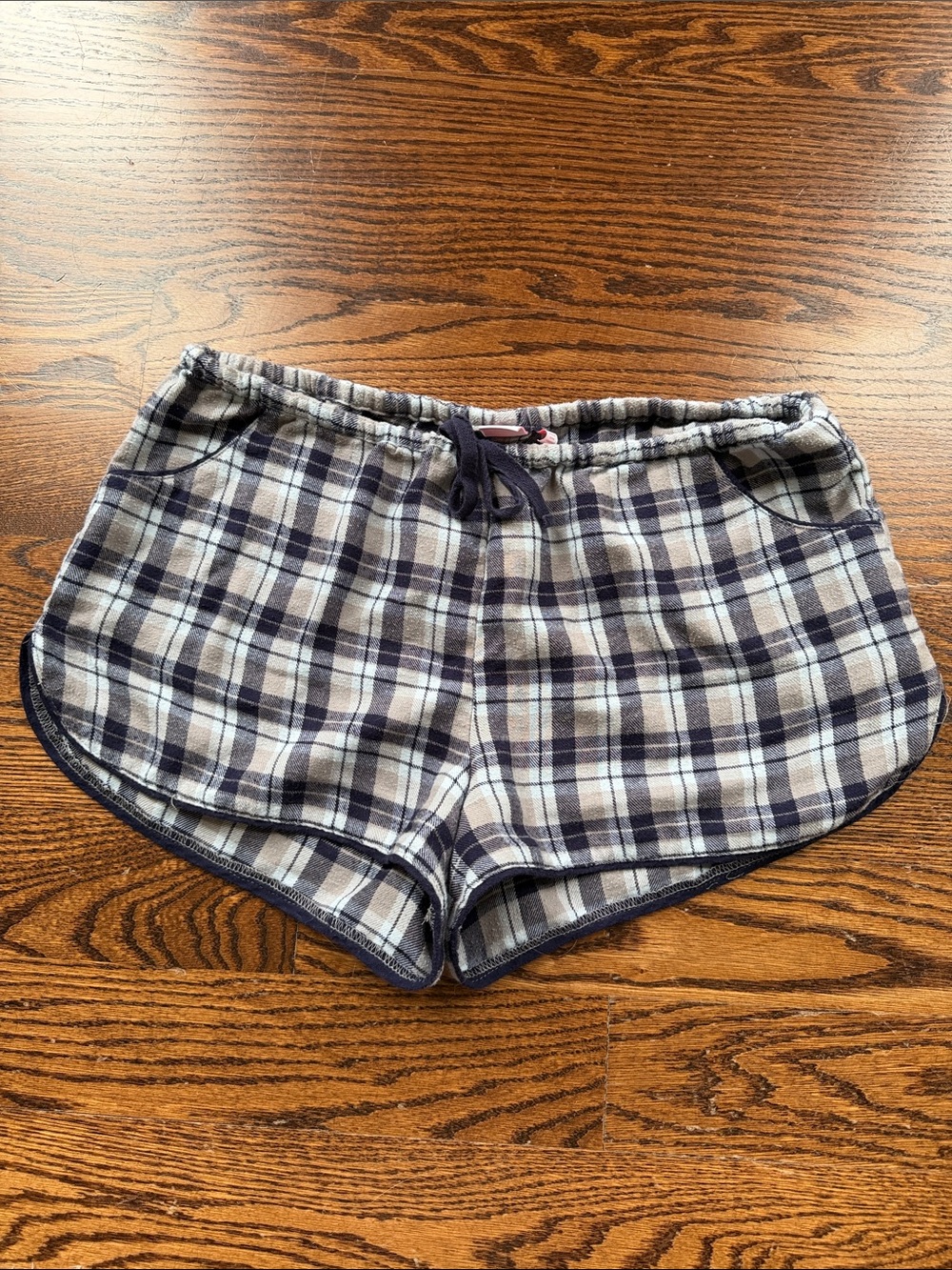 Make + Model Navy and Cream Plaid Pajama Shorts